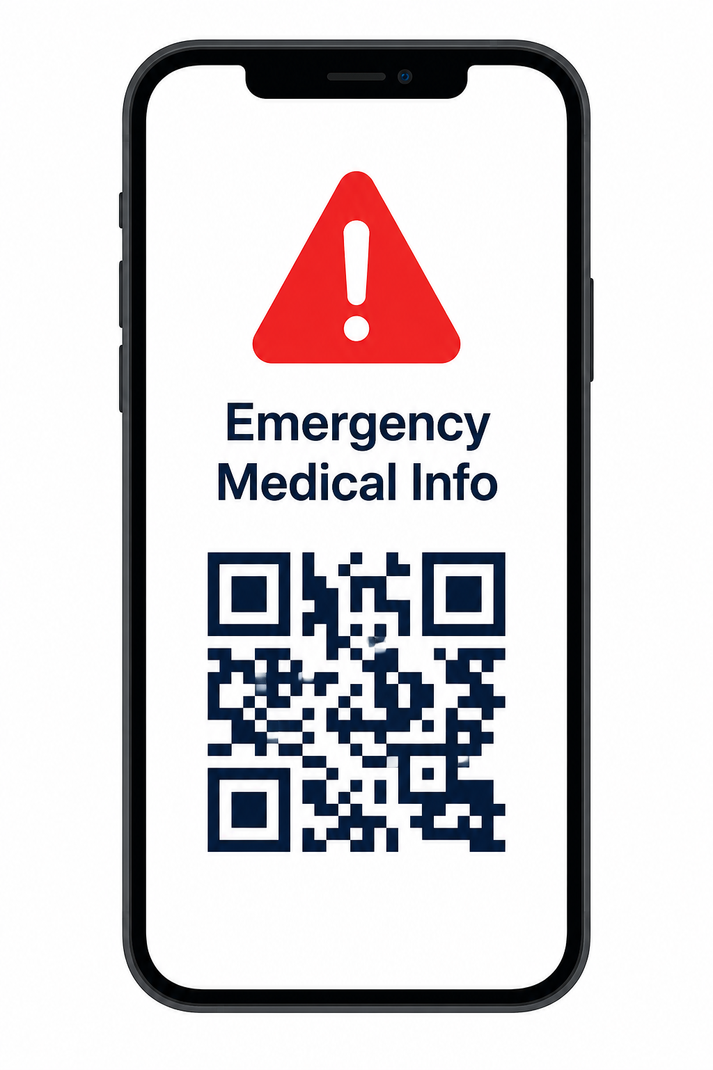 Phone screen showing an Emergency Medical Info QR code